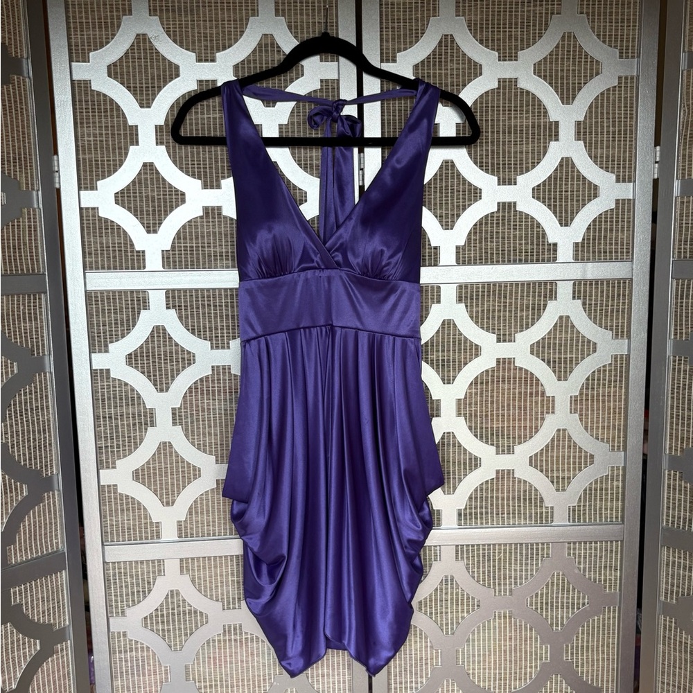 Alyn Paige Purple Halter Babydoll Cocktail Dress